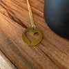 Cut-out Heart Brass Disc Necklace