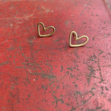  Open Heart Brass Stud Earrings