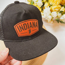  Indiana Leather Patch on Black Trucker Hat