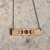 Moon Phases Wood Bar Necklace