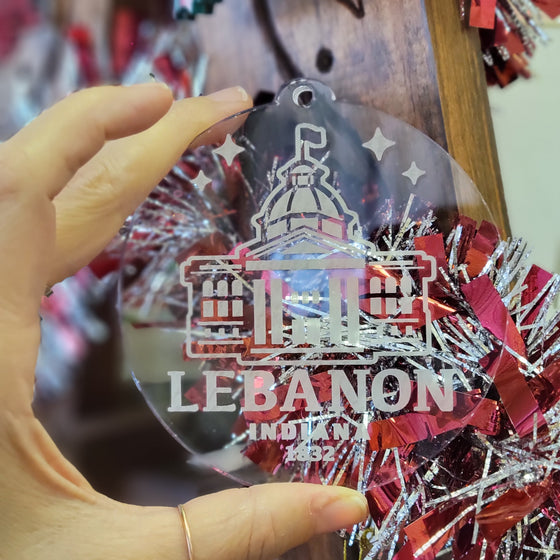 Lebanon Courthouse Ornament - Round, Acrylic, Clear