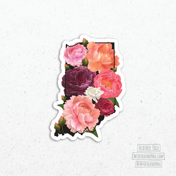 Indiana Peonies Sticker