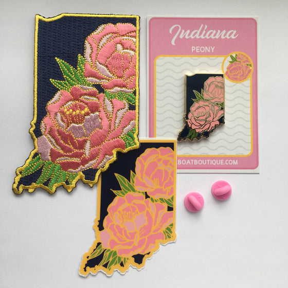 Indiana Peony State Flower Hard Enamel Pin Indiana Pin