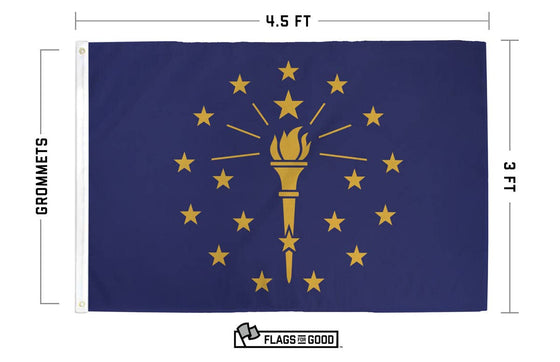 Indiana State Flag: 3ft x 4.5ft Double-Sided with Grommets