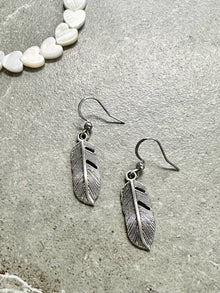  Silver Feather Dangle Earrings