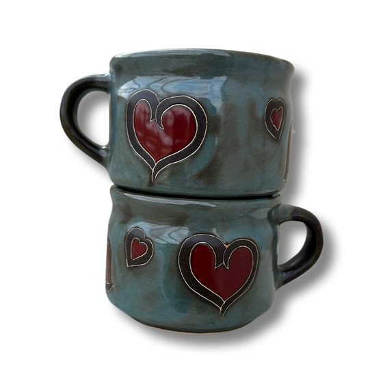 Mara Stoneware Hearts Stackable Mugs