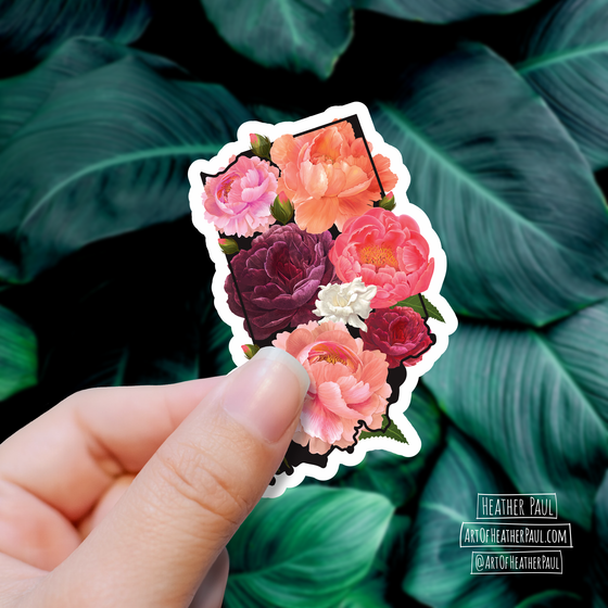 Indiana Peonies Sticker