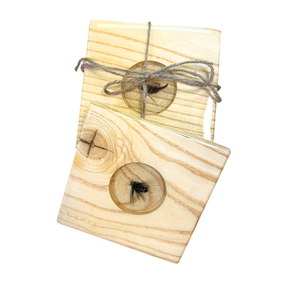 Square Coaster with Fishing Lure and Resin