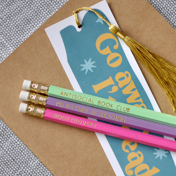 Set of Three Pencils and a Bookmark: I Love Books