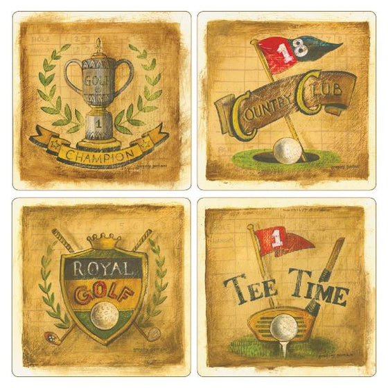 Gregory Gorham Antique Golf Collection Coasters