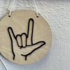 Wooden I Love You ASL Sign