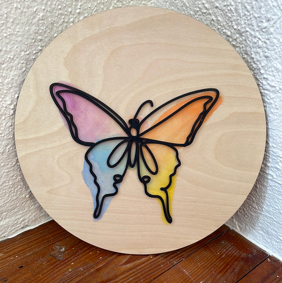 Watercolor Butterfly Wooden Sign