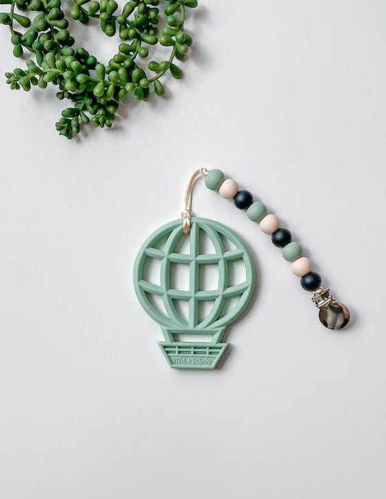 Mint Hot Air Balloon Teether with Clip