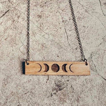  Moon Phases Wood Bar Necklace