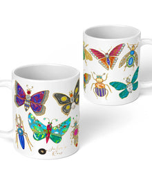  Butterfly & Bug Brooches on White Coffee Mug