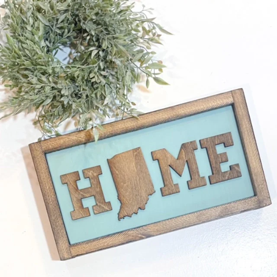 Indiana Home Wooden Sign