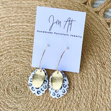  Oblong Leopard Earring with Gold Charm