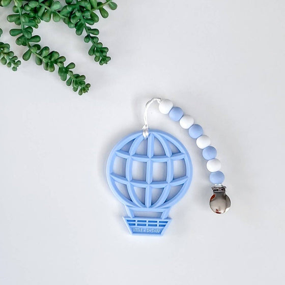 Blue Hot Air Balloon Teether with clip
