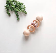  Wood and Silicone Rattle - Mauve