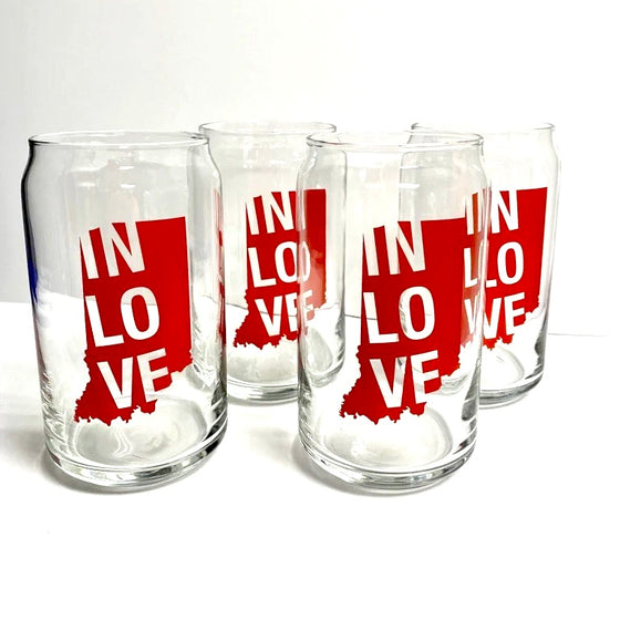 IN Love Indiana Beer Can Pint Glass