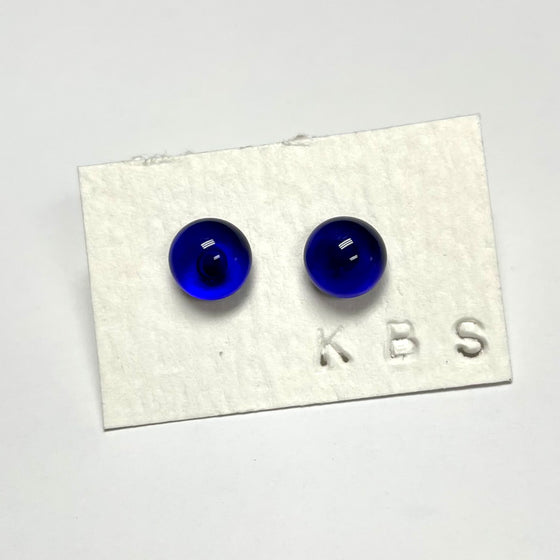 Cobalt Blue Button Post Earrings