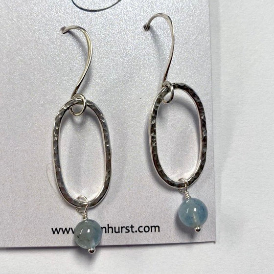 Aquamarine and Sterling Silver Oval Earrings