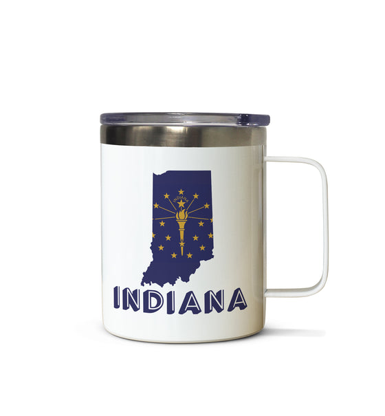 Indiana State Flag Outline Stainless Steel Tazza Mug