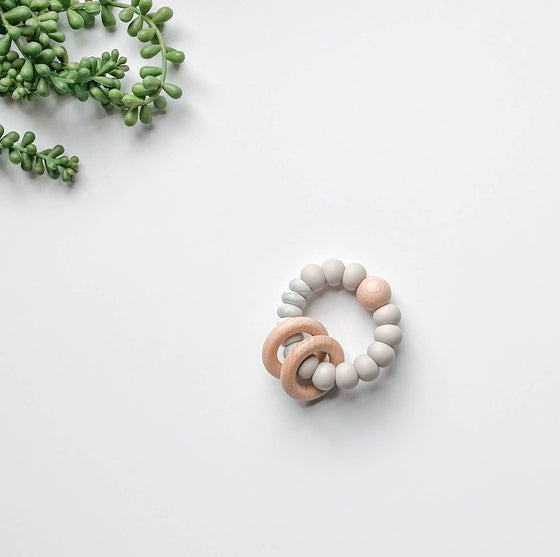 Millie Teething Ring in Neutral Soft Gray