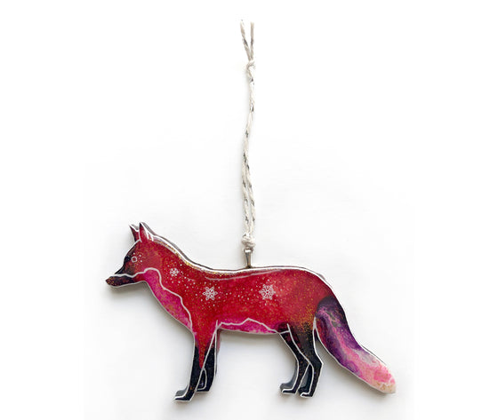 Resin Fox Christmas Ornament