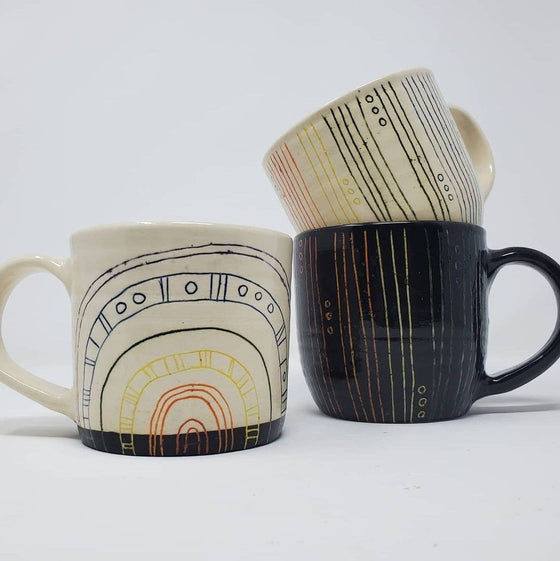 Black Rainbow Stripe Mug