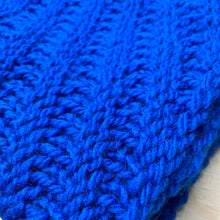  Royal Blue Diagonal Hand Knit Infinity Scarf
