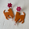 Phillip - Ginger Cat with Pink Flower Earrings