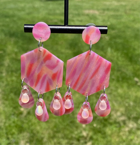 Wildberry Stained Glass Chandelier Earrings