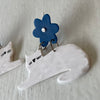 Zissou - White Cat with Blue Flower Earrings