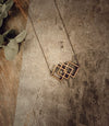 Geometric Square Birch Necklace, Modern Design, Laser Cut - Classic Wood Collection